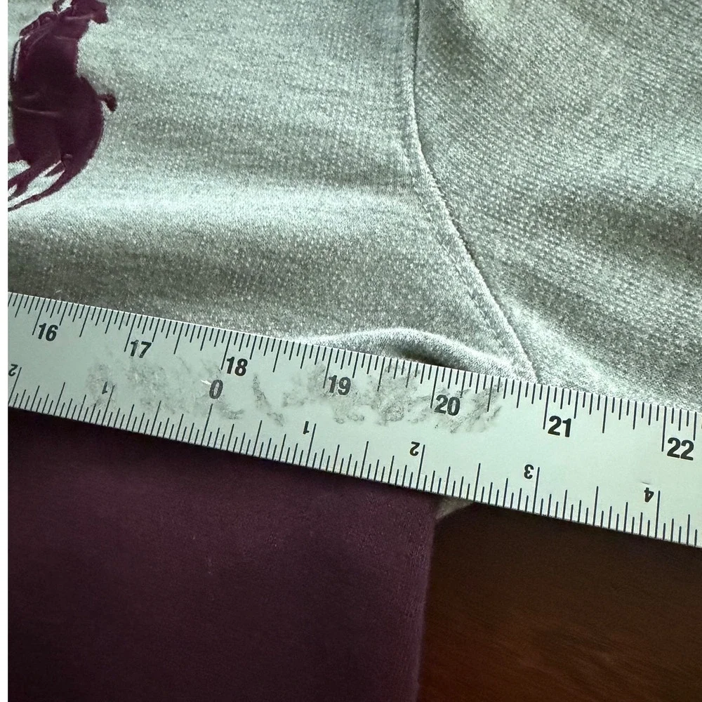 Polo Ralph Lauren Mens Gray Burgundy Colorblock Big Pony Crest Sweatshirt M